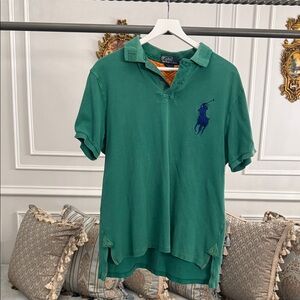 Polo by Ralph Lauren Green Shirt with Blue Logo XL